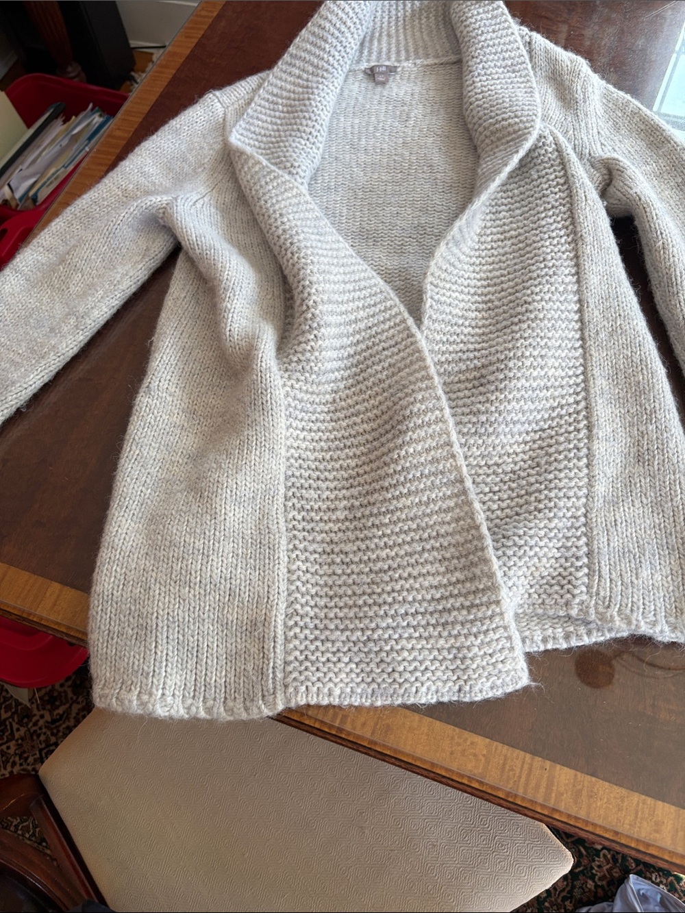 J. Jill Cream Open-Front Shawl Collar Cardigan